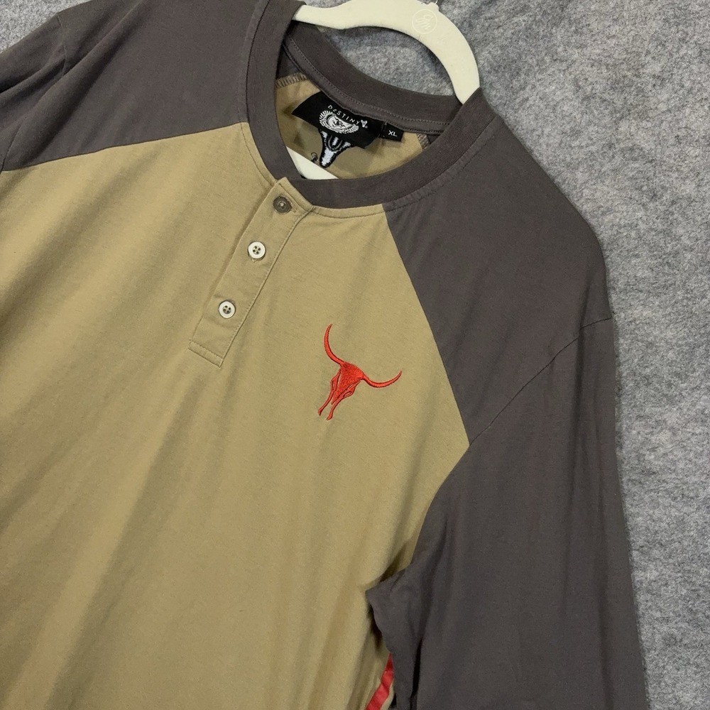 Destiny Bungie Tex Mechanica Henley Mens XL Tan Brown Wild West
